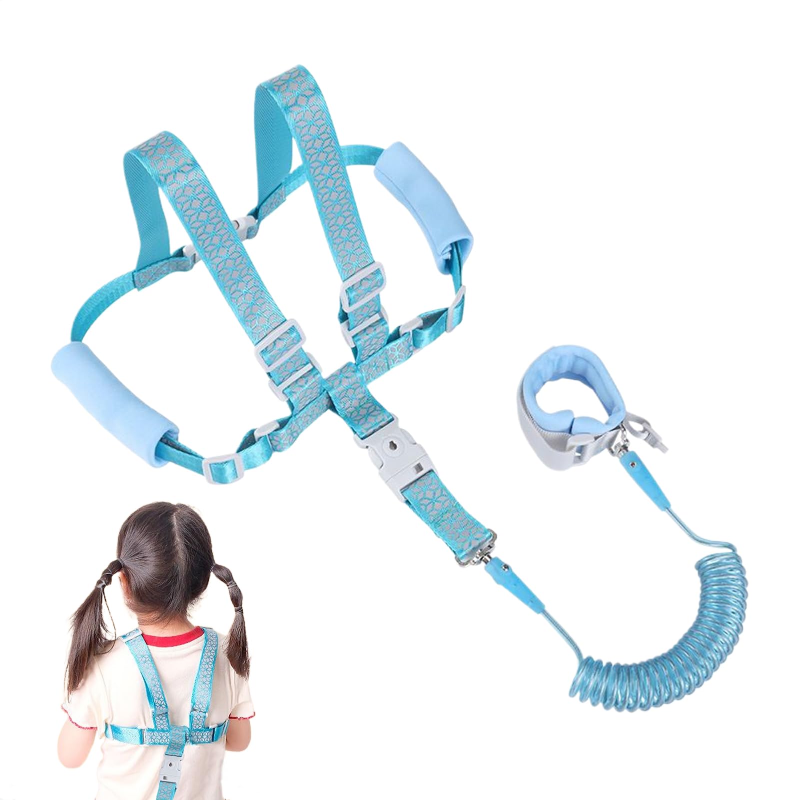 TODDLERRER Children's Harness Walking Lead Kids Safety Harness Children's Strap with Anti-Lost Adjustable Anti-Lost Wrist Connection with Lock for Outdoor Travel Girls Kle