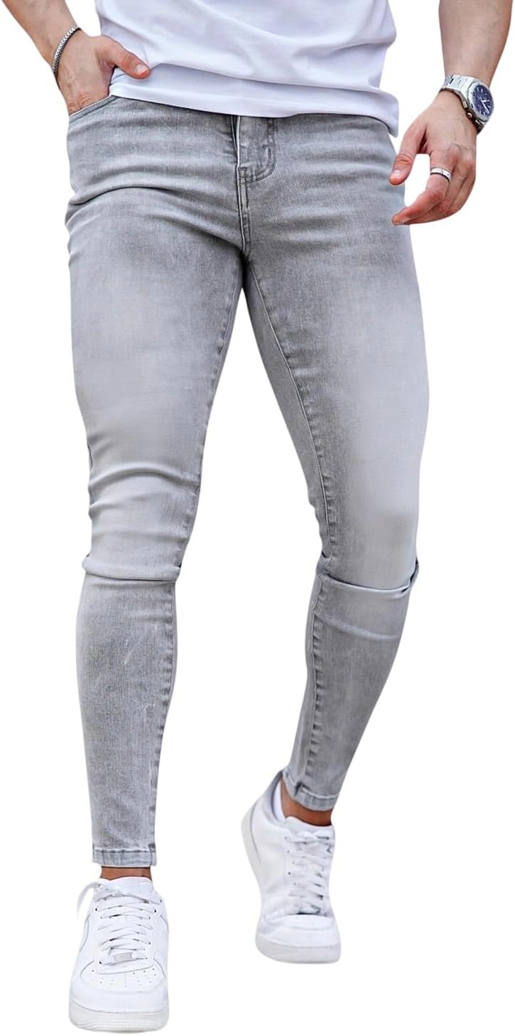 GINGTTO Men's Skinny Jeans Stretch Ripped Tapered Leg