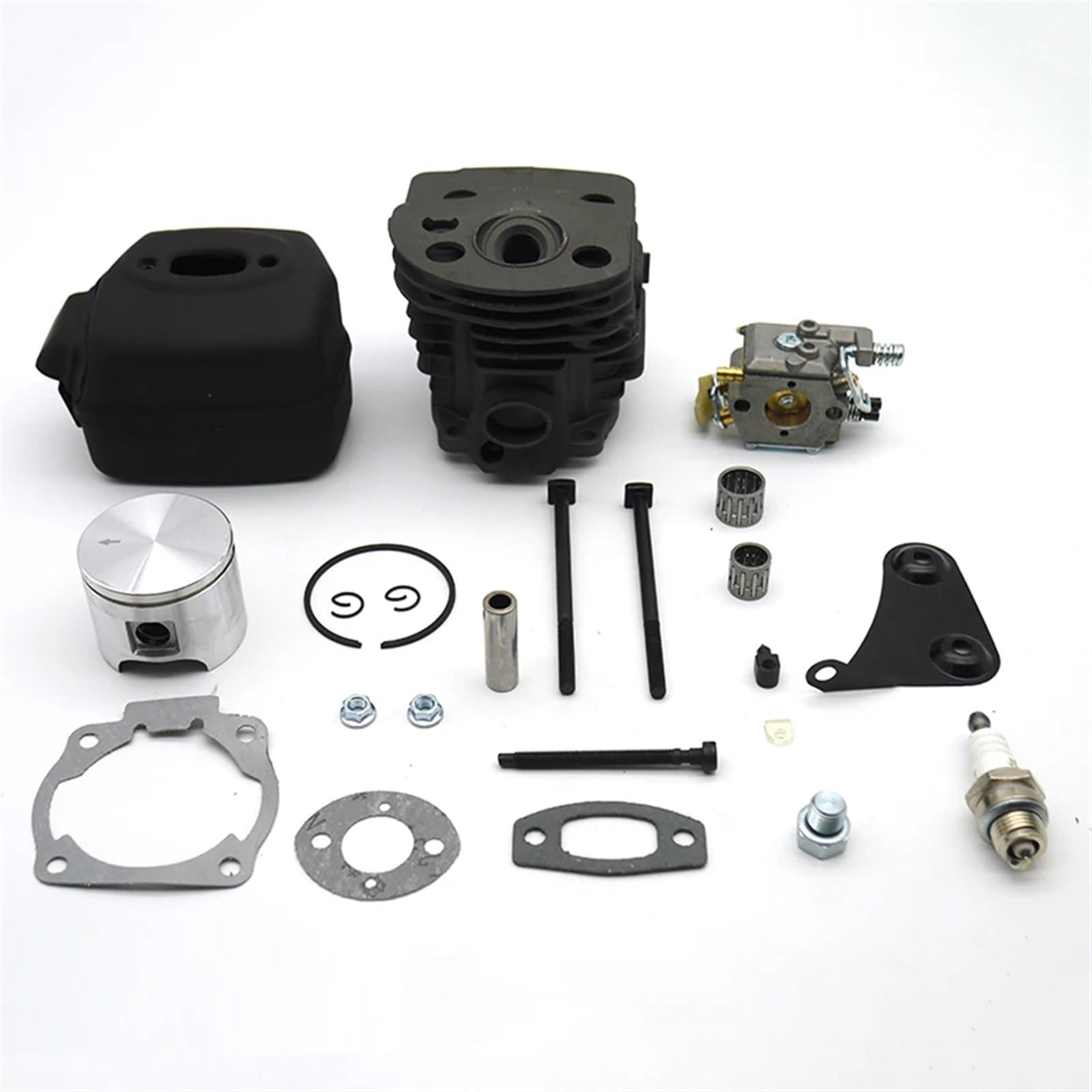 Wivplex Kit tendicatena regolatore pistone cilindro carburatore scarico marmitta 46MM, for Husqvarna, 55 51 pezzo di ricambio for motosega da giardino Kit guarnizione cilindro pistone