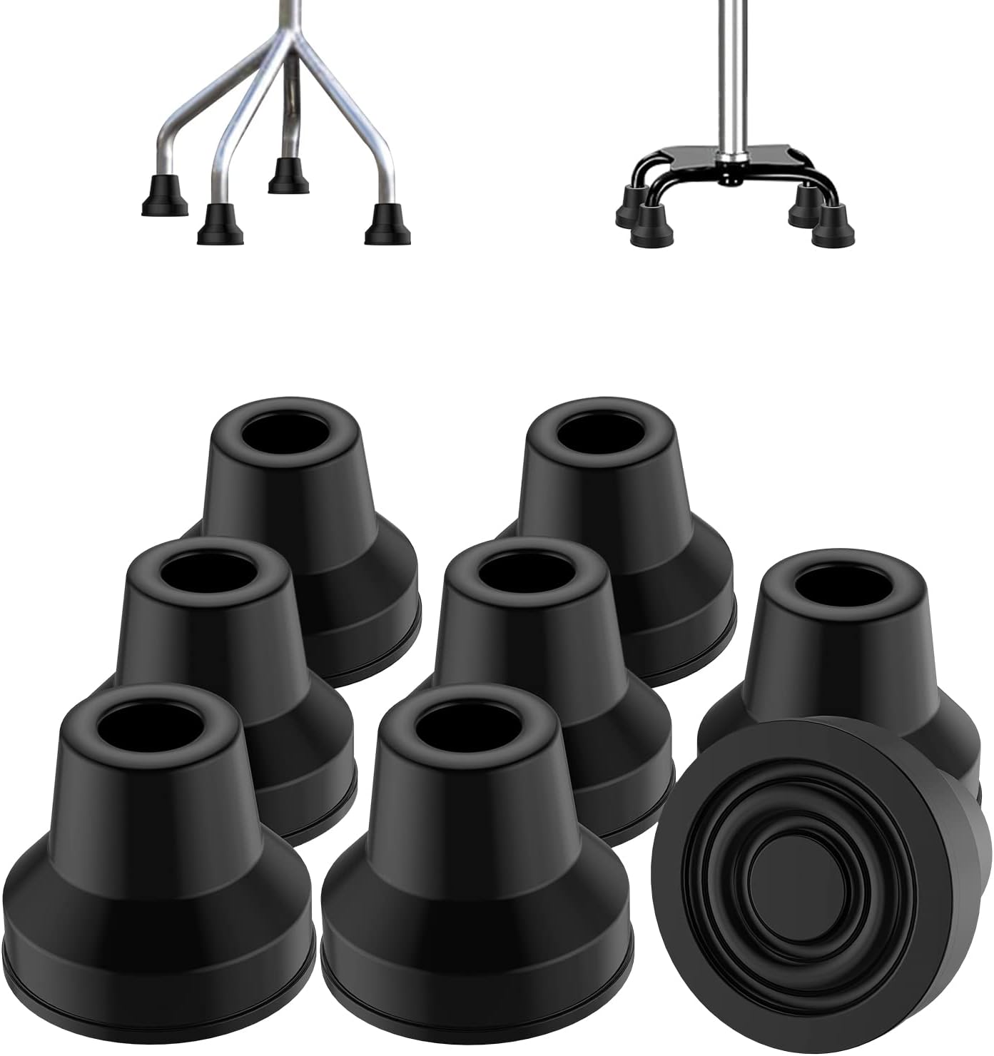 supregear 8pcs Quad Cane Tip, Non-Slip Rubber Cane Tip Extreme Grip Heavy Duty Replacement Rubber Foot for Walking and Standing Stick Accessory supregear 8pcs Quad Cane Tip, Non-Slip Rubber Cane Tip Extreme Grip Heavy Duty Replacement Rubber Foot for Walking and Standing Stick Accessory