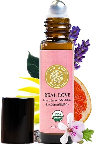 Silk Road Organic - Aceite esencial orgánico de amor real, mezcla de corazón amoroso, 100% puro, certificado por USDA, Find Joy & Follow Your Heart