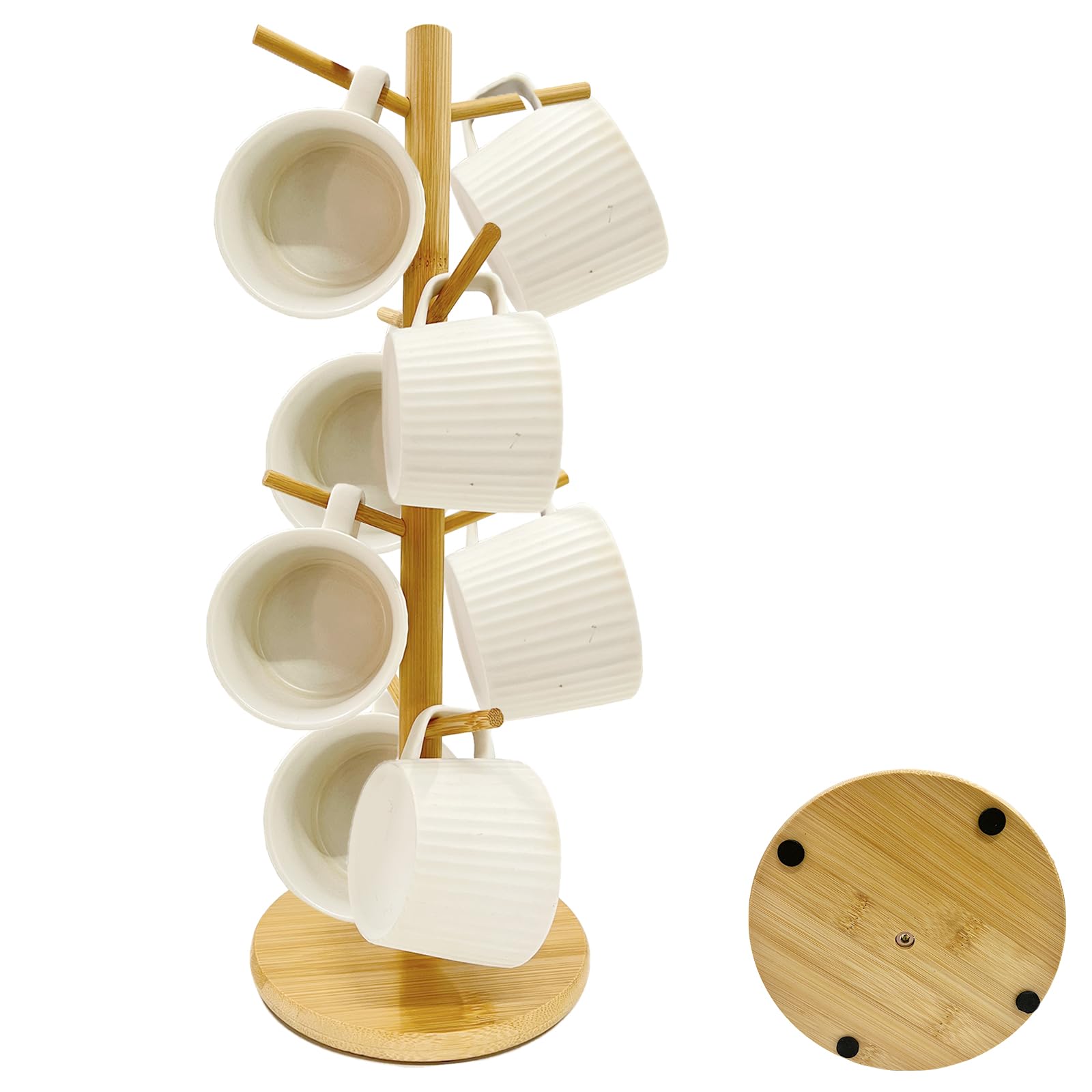 SNAIL GARDEN Mug Holder with 8 Hooks,Coffee Mug Tree with Non-slip Sticker,Wooden Mug Tree Cup tree,Mug Tree 8 Mugs for Kitchen Living room Bedroom Countertop Tabletop