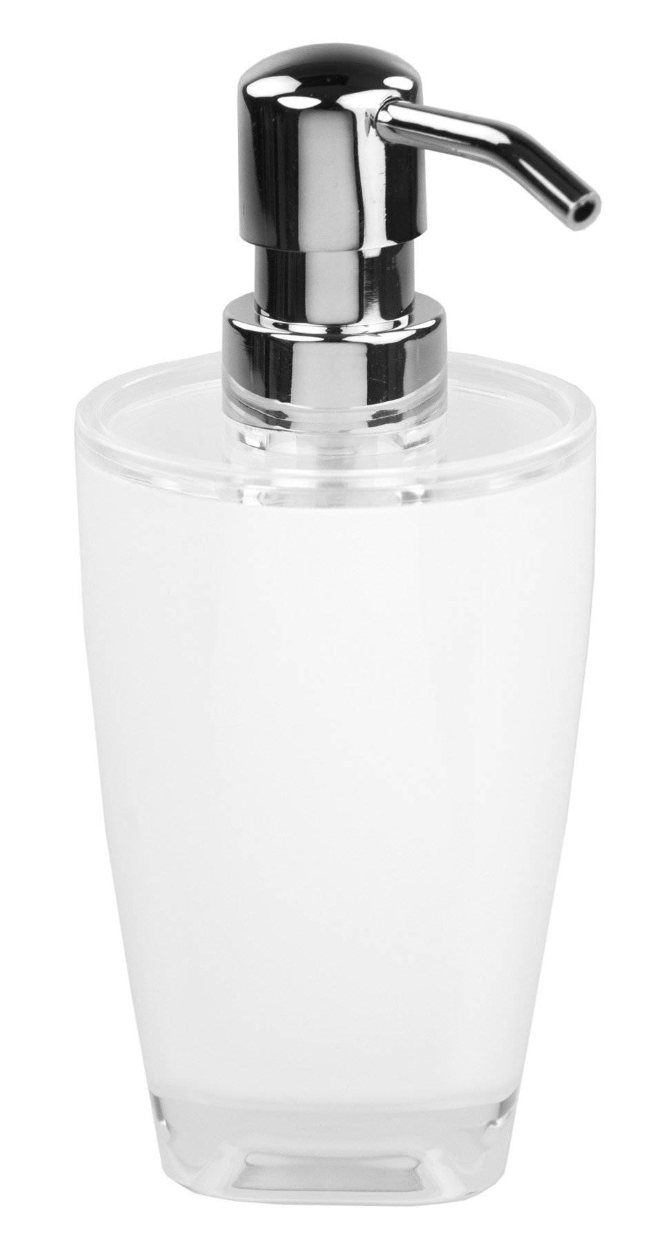 Home Basics Acrylic Plastic 10 oz. Hand Soap Dispenser with Rust-Resistant Brushed Stainless Steel Pump, White