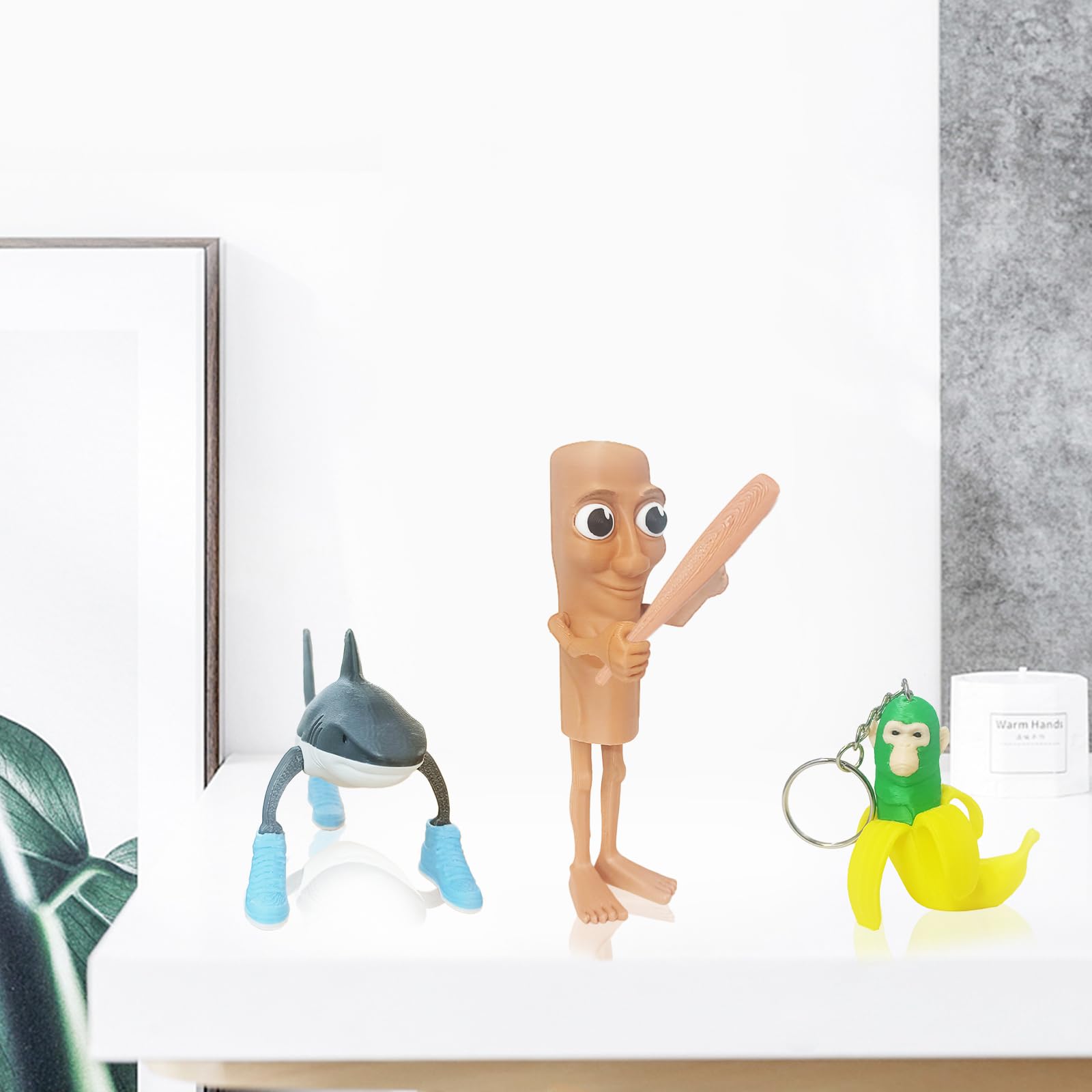 Lot de 3 figurines Tung Sahur, décoration de bureau italienne, Tralalero Tralala, impression 3D, adorable virale unique, drôle, cadeaux pour les fans d'adultes