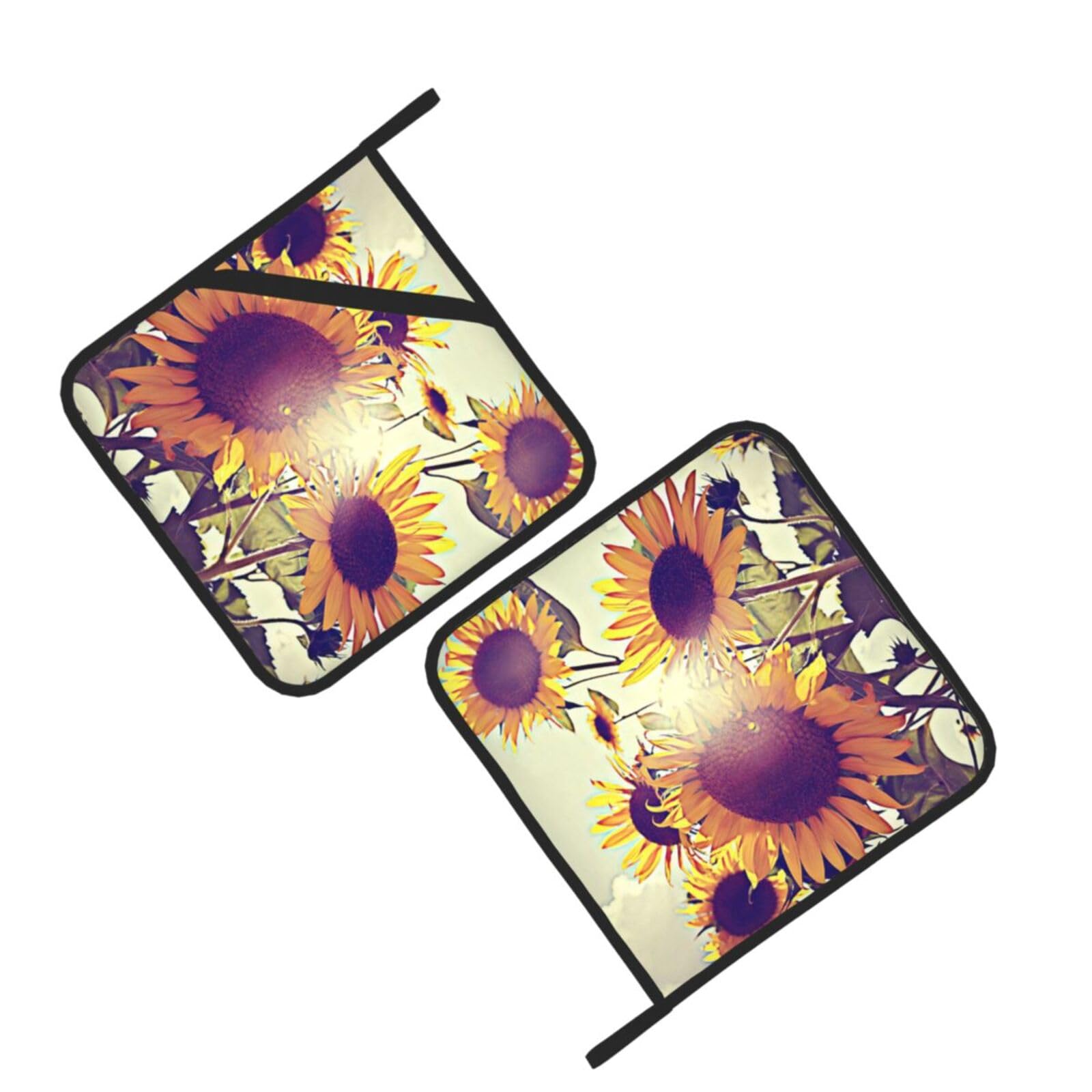 Summer Sunflowers Printed Oven Pot Holders Set of 2 Pcs Heat Resistant Kitchen Microwave Potholders for Cooking Baking Grilling