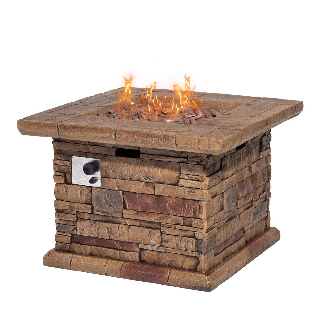 Buy HOMPUS Outdoor Propane Fire Pit Table, 32inch Square Concrete