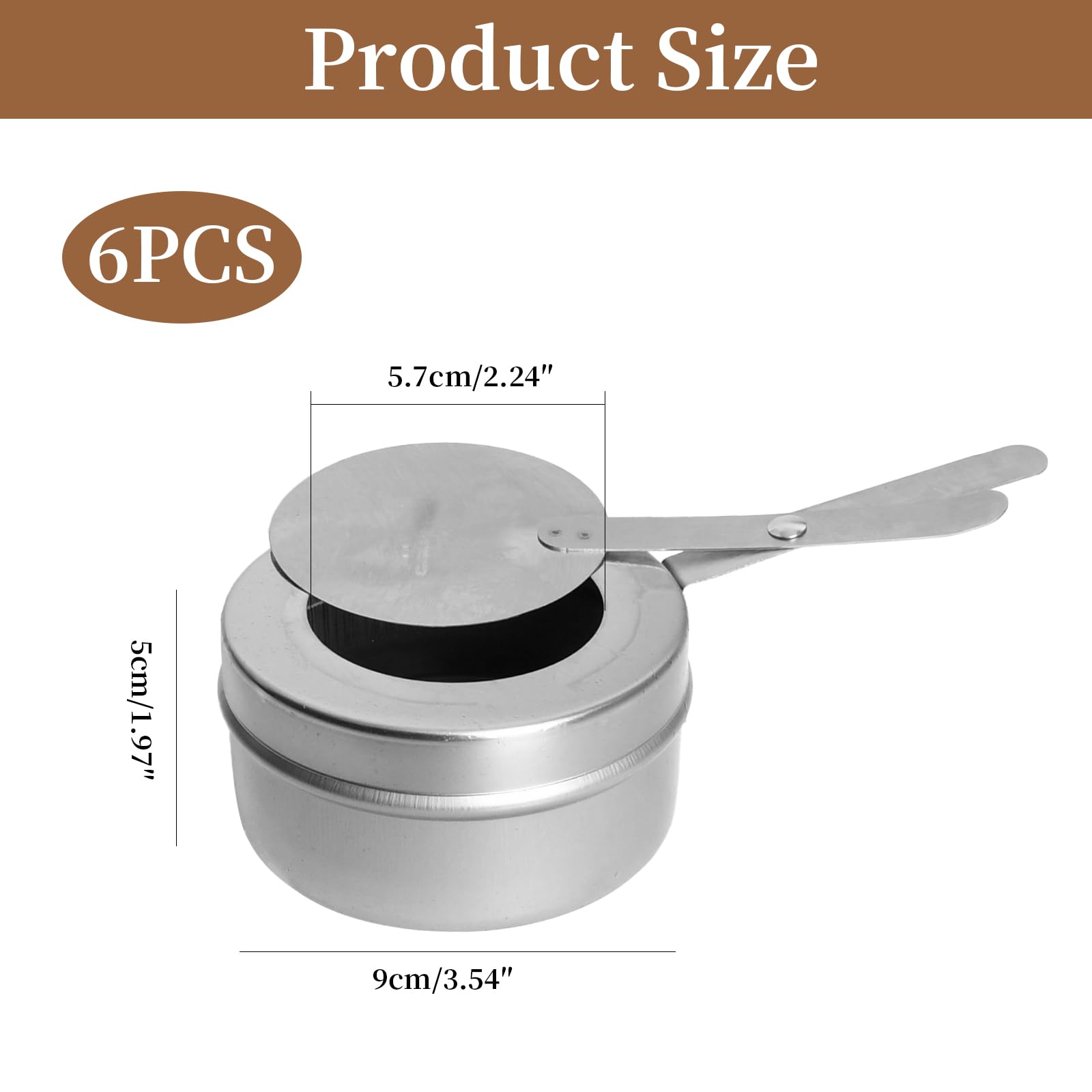 Set di 6 Contenitori per Pasta Combustibile con Coperchio di Sicurezza, Bruciatori per Fonduta In Acciaio Inox, Bruciatore Multifunzionale per Fornelli, Buffet, Feste, Eventi di Catering e Camping