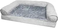 Furhaven Cama ortopédica para cães médios/pequenos com almofadas removíveis e capa lavável, para cães de até 16 kg - Sofá de pelúcia e camurça - cinza, média