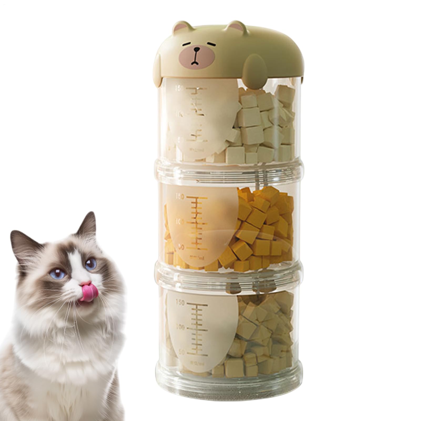 Générique Cat Treat Box 2 Pieces PP Food and Treat Containers Set Cookie Jar with Airtight Lid for Kitchen Counter Outdoor Travel