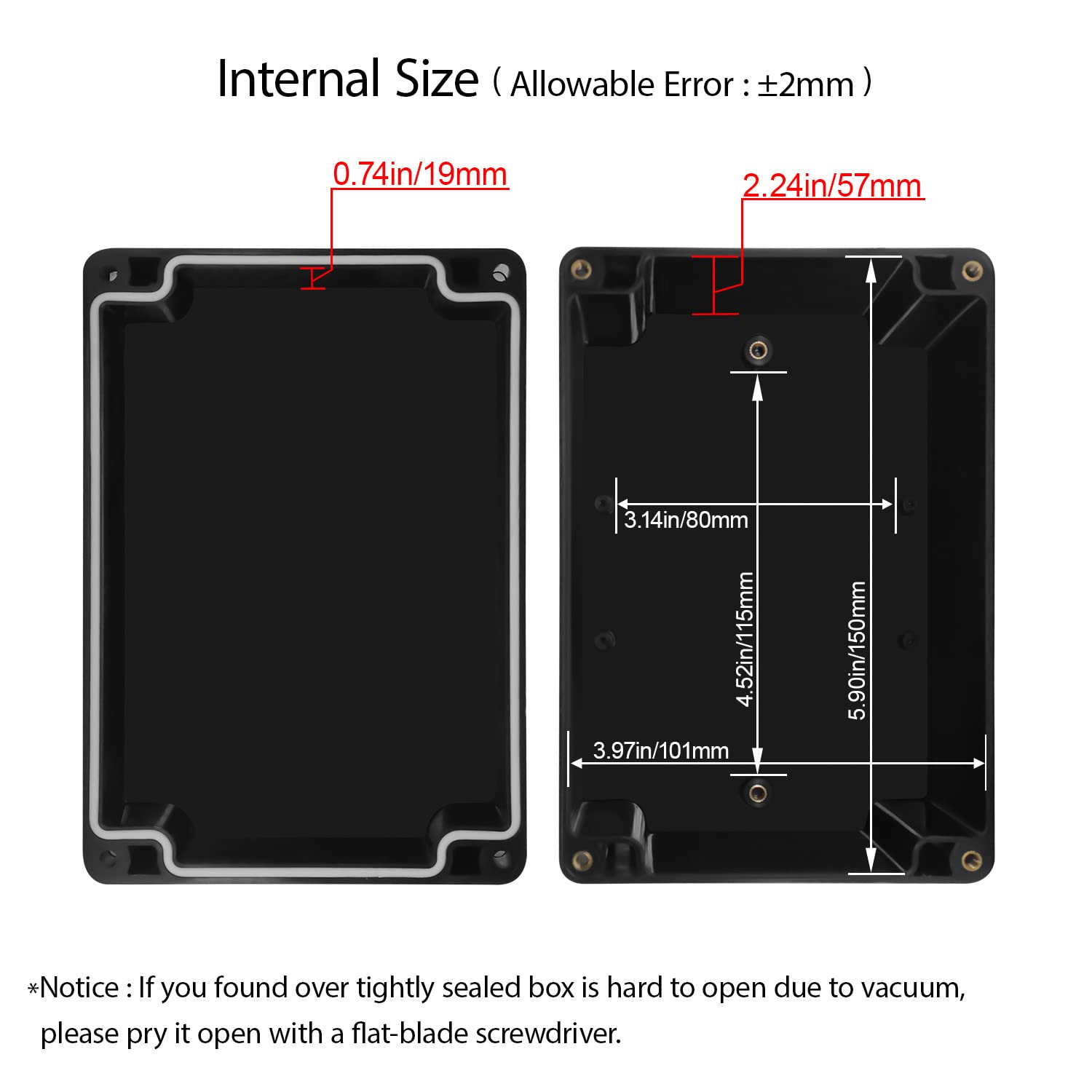 LeMotech Caja eléctrica de plástico ABS para proyectos, resistente al agua, IP65, caja de conexiones, carcasa universal para electrónica, color negro, 160 x 110 x 90 mm (paquete de 1 unidad)