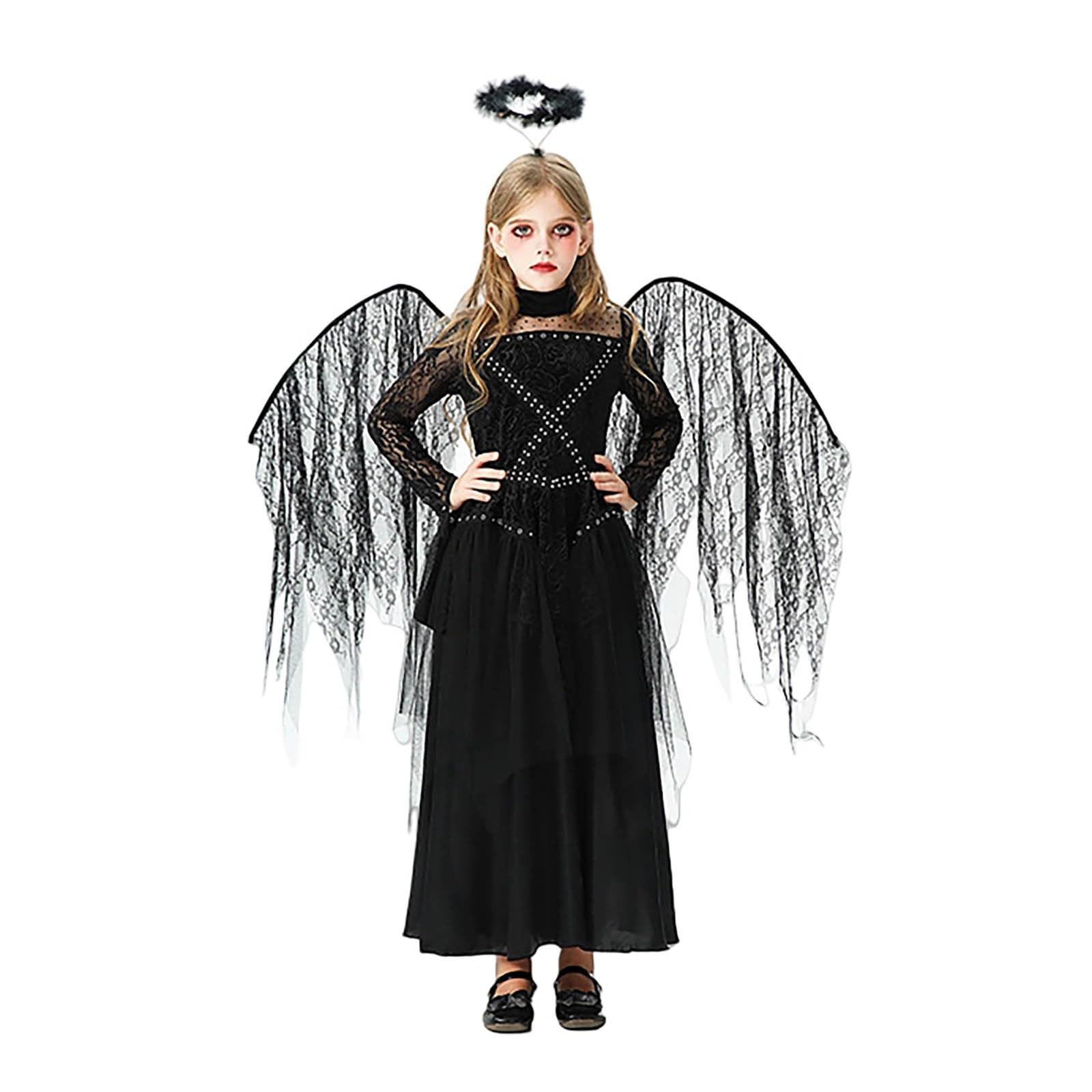 Genérico Disfraz Halloween NiñA 3 AñOs,Disfraces De Halloween Para NiñAs Estilo áNgel Oscuro Estilo Europeo Y Para NiñOs