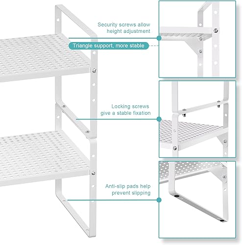 Miniatura 7 de WEJIPP Organizador de estantes de gabinete, estante de especias expandible apilable, estantes organizadores de encimera que ahorran espacio,