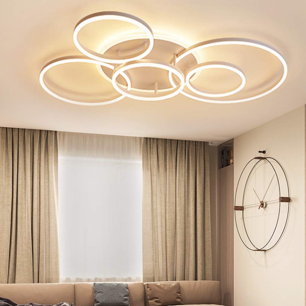 LED Modern Deckenleuchte Wohnzimmer Deckenlampe Creative Runden Deckenlicht Aluminium Acryl Lampenschirm Helligkeit Farbtemperatur einstellbar Esstisch Halle Beleuchtung Innenleuchte,Weiß