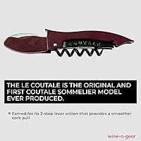 Vista 2 de Le Coutale Waiters - Sacacorchos de Coutale Sommelier - Borgoña - Acción de palanca de dos pasos - Abrebotellas de vino para camareros - Cuchillo