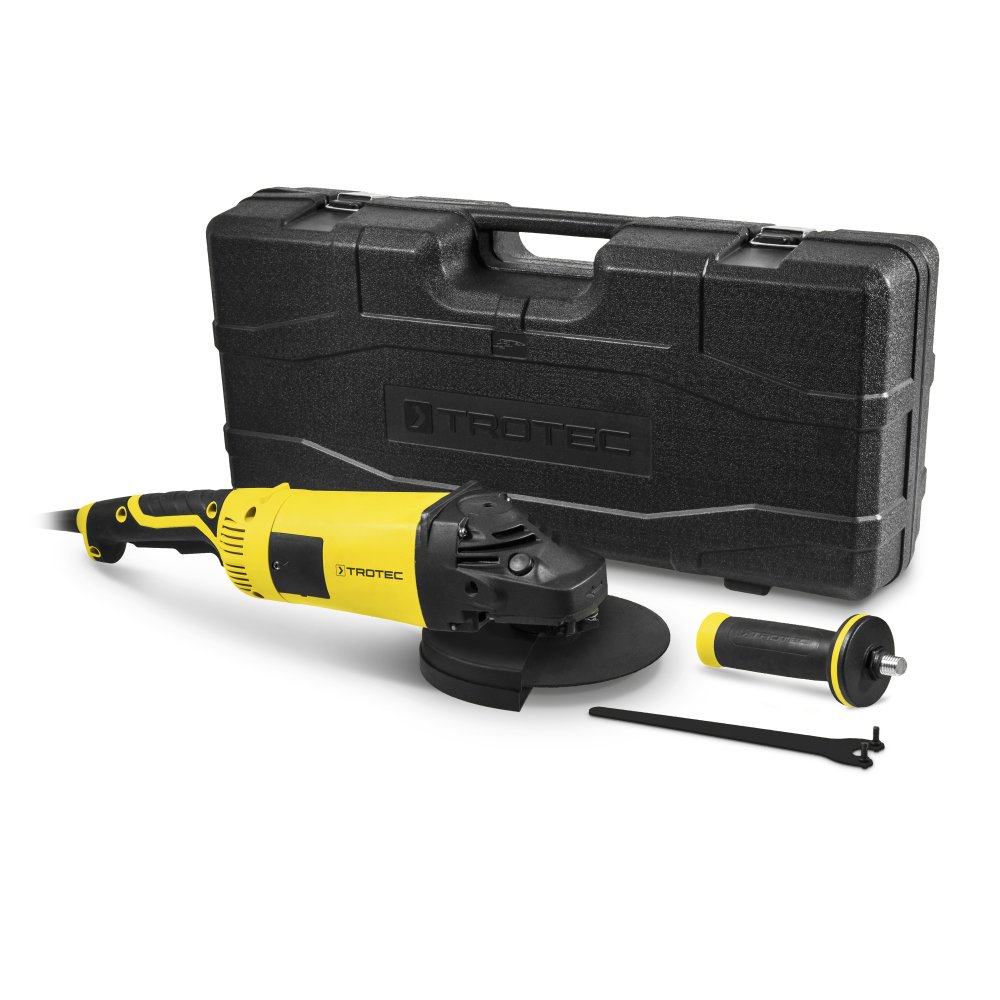 TROTEC Amoladora angular PAGS 10-230 (2.000 W) incl. maleta y disco de corte 230 mm, 6.500/min, Mango adicional variable montable en 3 posiciones