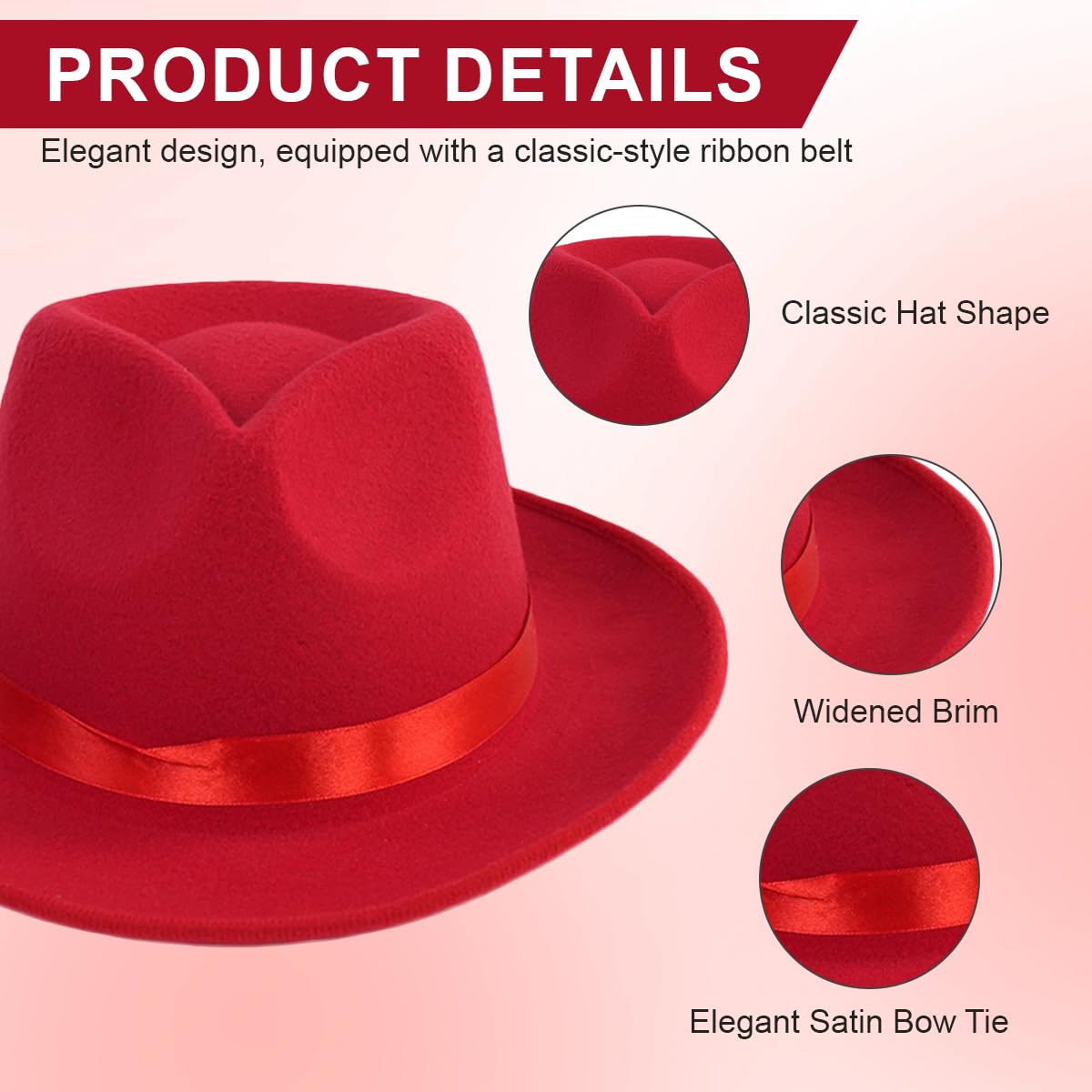 UPSTORE Sombrero Fedora de ala ancha con cinta de satén, fieltro suave, sombrero de vestir Panamá para mujeres y hombres