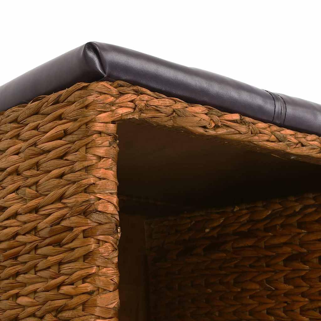 Générique Wasserhyazinthe Bank mit Kissen, 71 x 40 x 42 cm, Braun | 2 Körbe zur Aufbewahrung, Kapazität 110 kg, Deja Assemble, rustikal, Natur