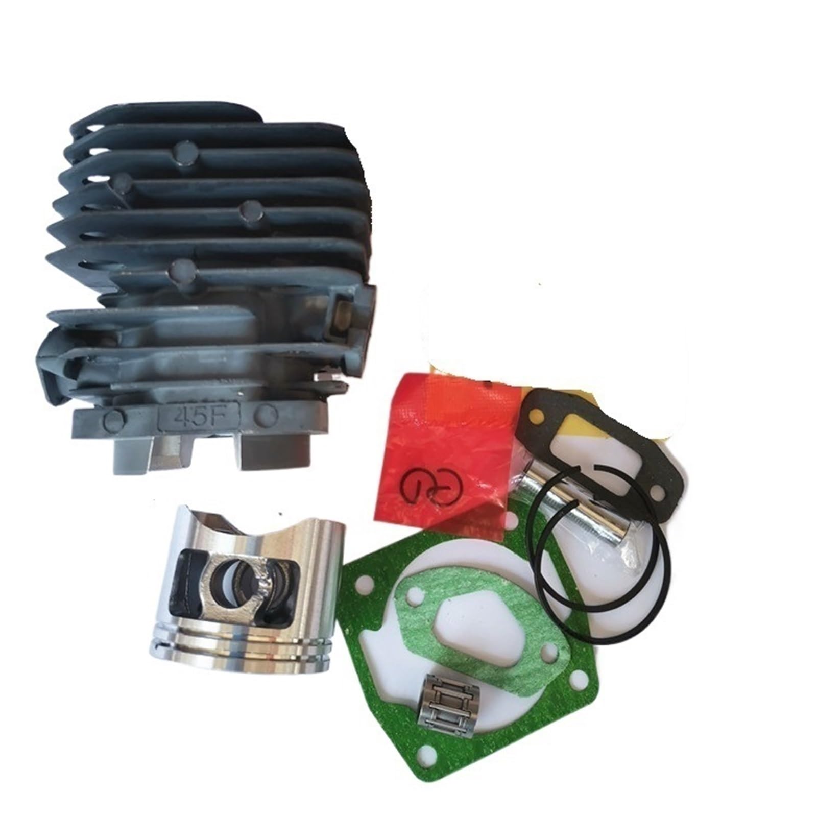 Compatible con Zenoah G455 AVS 4500 45CC, cilindro, pistón, anillo, pasador, clips, conjunto, piezas de motosierra, G4500, kit de cilindro de 43 mm con junta y cojinete.
