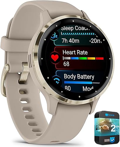 Garmin 010-N2785-02 Venu 3S Reloj inteligente GPS para salud y fitness, bisel dorado suave/correa gris 41mm (reacondicionado) Paquete con 2 años de