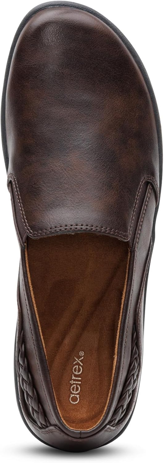 Aetrex Women’s Alice Slip-On Shoes with Orthopedic Arch Support Flats – Premium Leather Comfort Walking Shoes with Removable Insole, Cushioned Low Heel Fashion for Plantar Fasciitis & Relief - Image 5