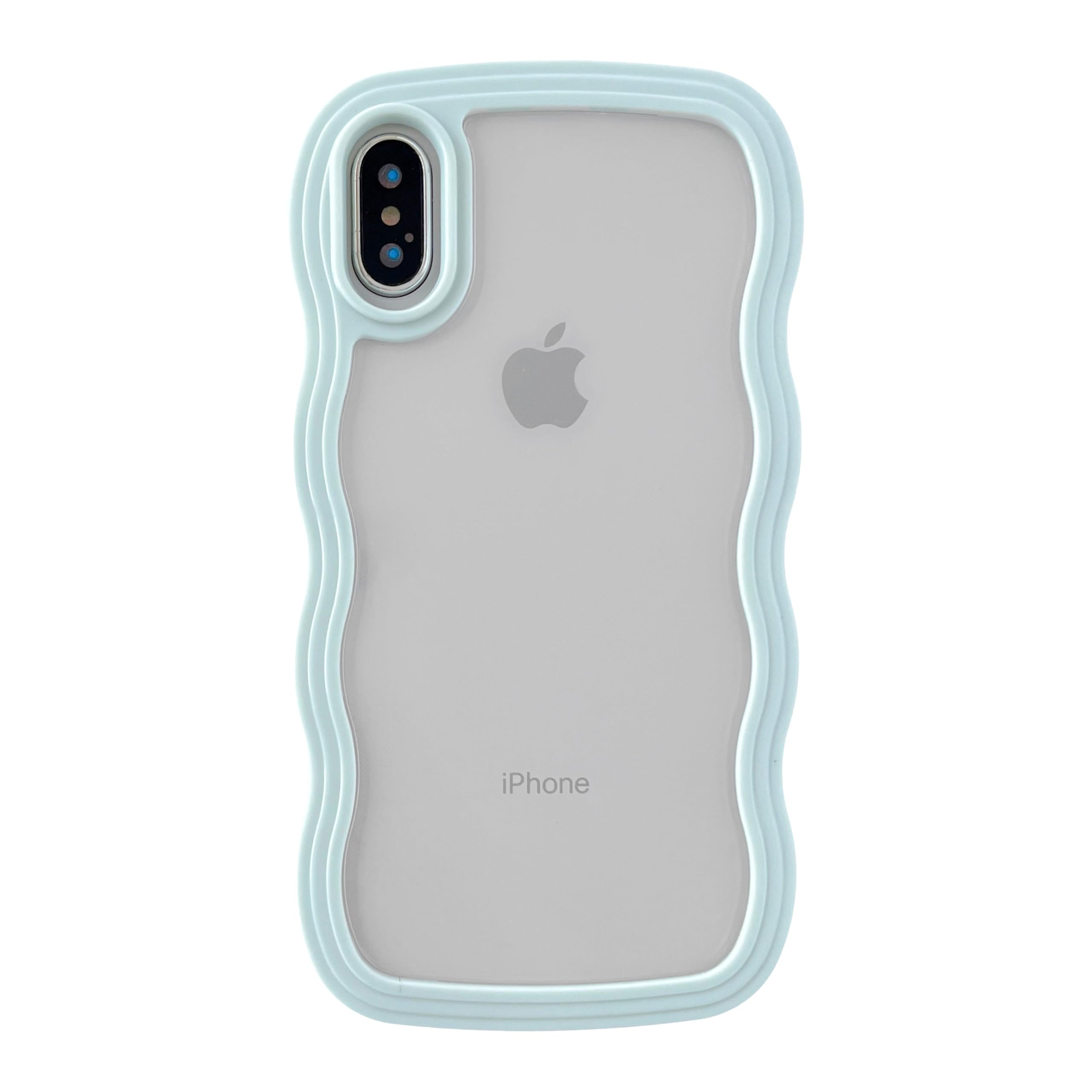 for iPhone X/Xs Case, Cute Curly Wave Frame Shape Shockproof Soft Compatible with iPhone Case (Green,iPhone X/Xs)