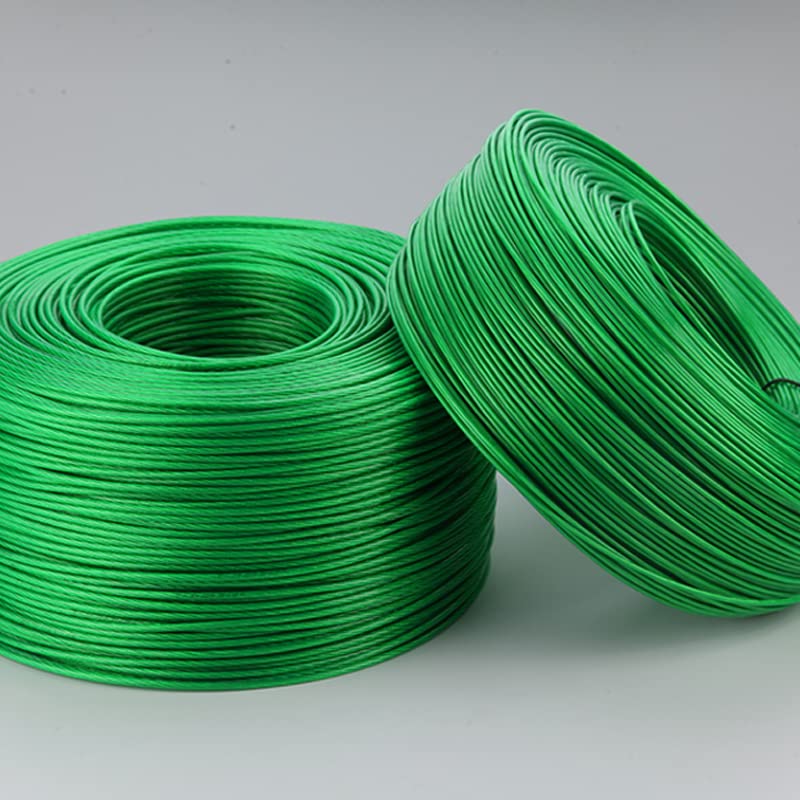 Cable Acero 100 metros de alambre acero verde CLORURO DE POLIVINILO Cable cuerda cordón flexible recubierto for tendedero en invernadero(Diameter 2mm wire)