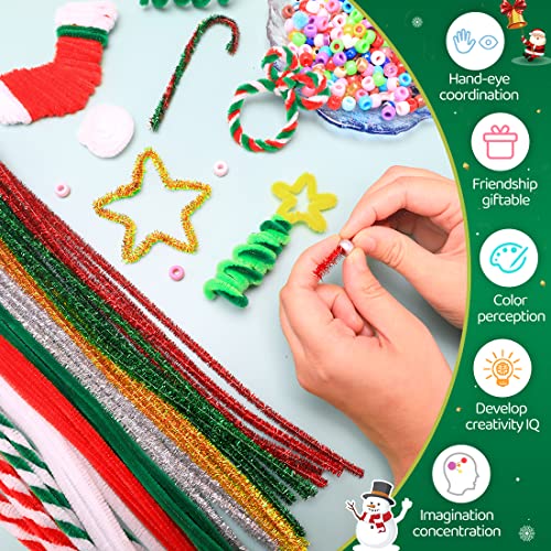 Image of IOOLEEM 200pcs Christmas Green Pipe Cleaners Bulk for Crafts | Chenille Stems for DIY Flower Making & Festival Decor & Party Projects, Pipe Cleaner Crafts, Art and Craft Supplies
