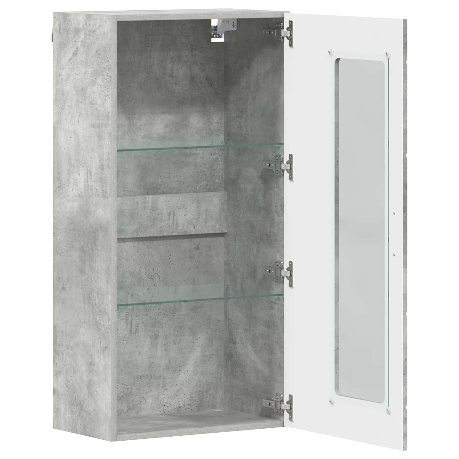 Armadio in legno grigio cemento con 1 anta e 2 ripiani, opaco, 47 x 27 cm, moderno spazio per soggiorno, ufficio, interni, versatile