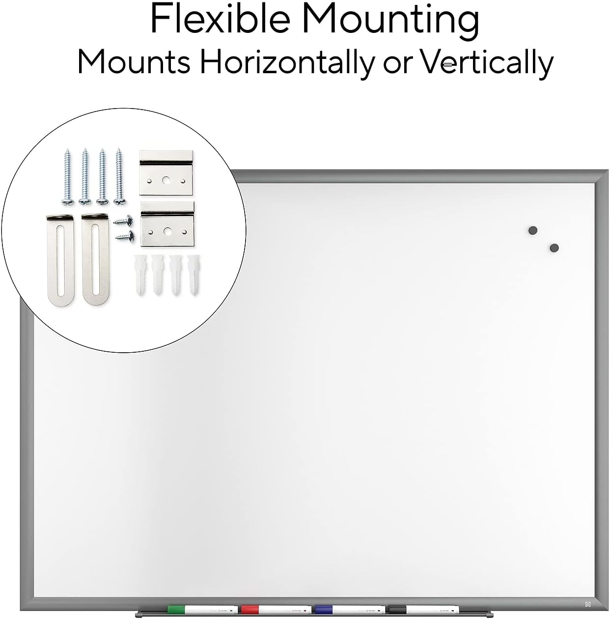 TRU RED™ Magnetic Porcelain Dry Erase Board, Gunmetal Frame, 4' x 3', Wall-Mountable, Aluminum