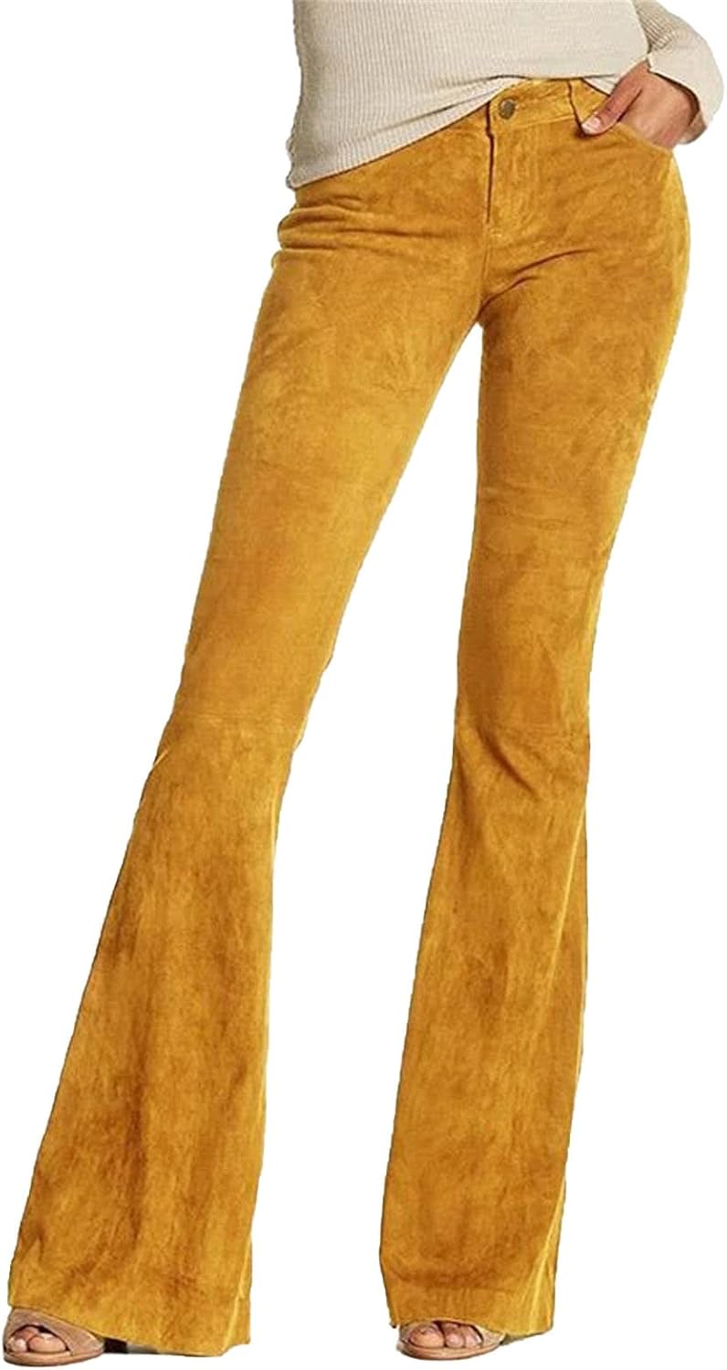 Ladies Casual Fashion Solid Slim Flared Pants High Waist Wide Leg Yoga Pants Comfortable Stretchy Bell Trousers