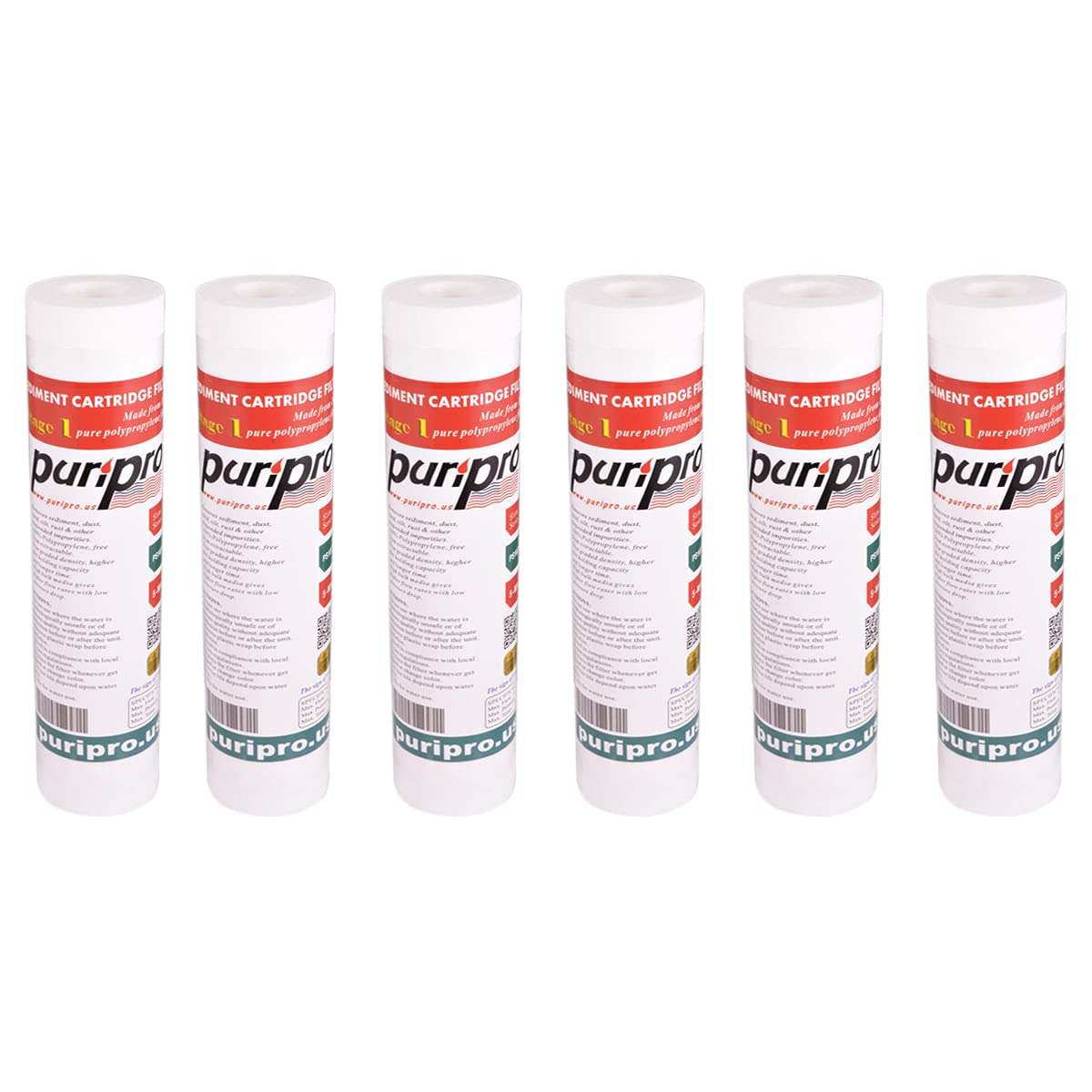 Puri Pro Polypropylene Filter 10" x 2.5" - 5 Micron, Pack of 6