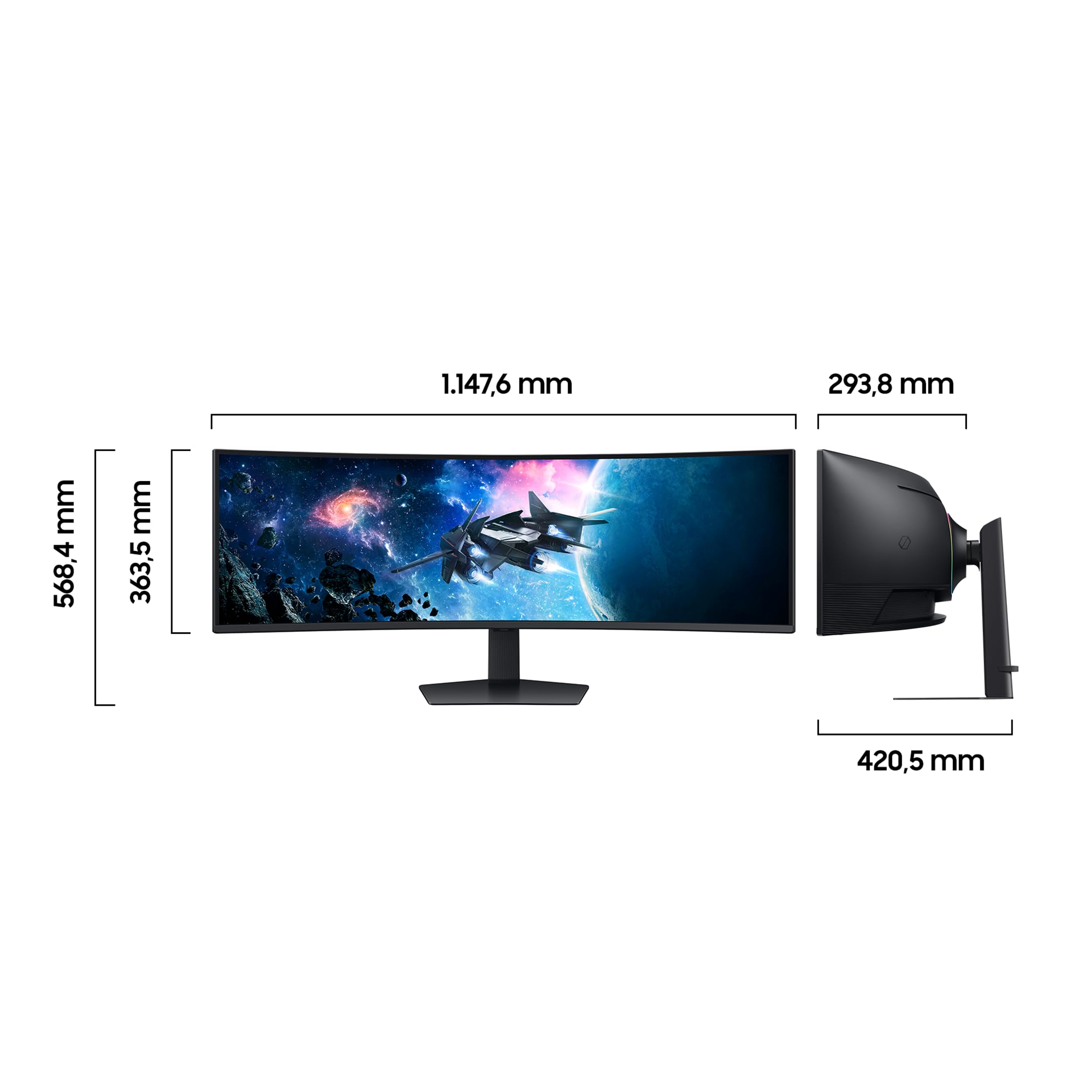 Samsung Odyssey G95C Curved Gaming Monitor, 49 Zoll, VA-Panel, 5.120 x 1.440 Pixel, VESA DisplayHDR 1.000, HDR10+ Gaming, Freesync Premium Pro, Bildwiederholrate 240 Hz, Reaktionszeit 1 ms (G/G)