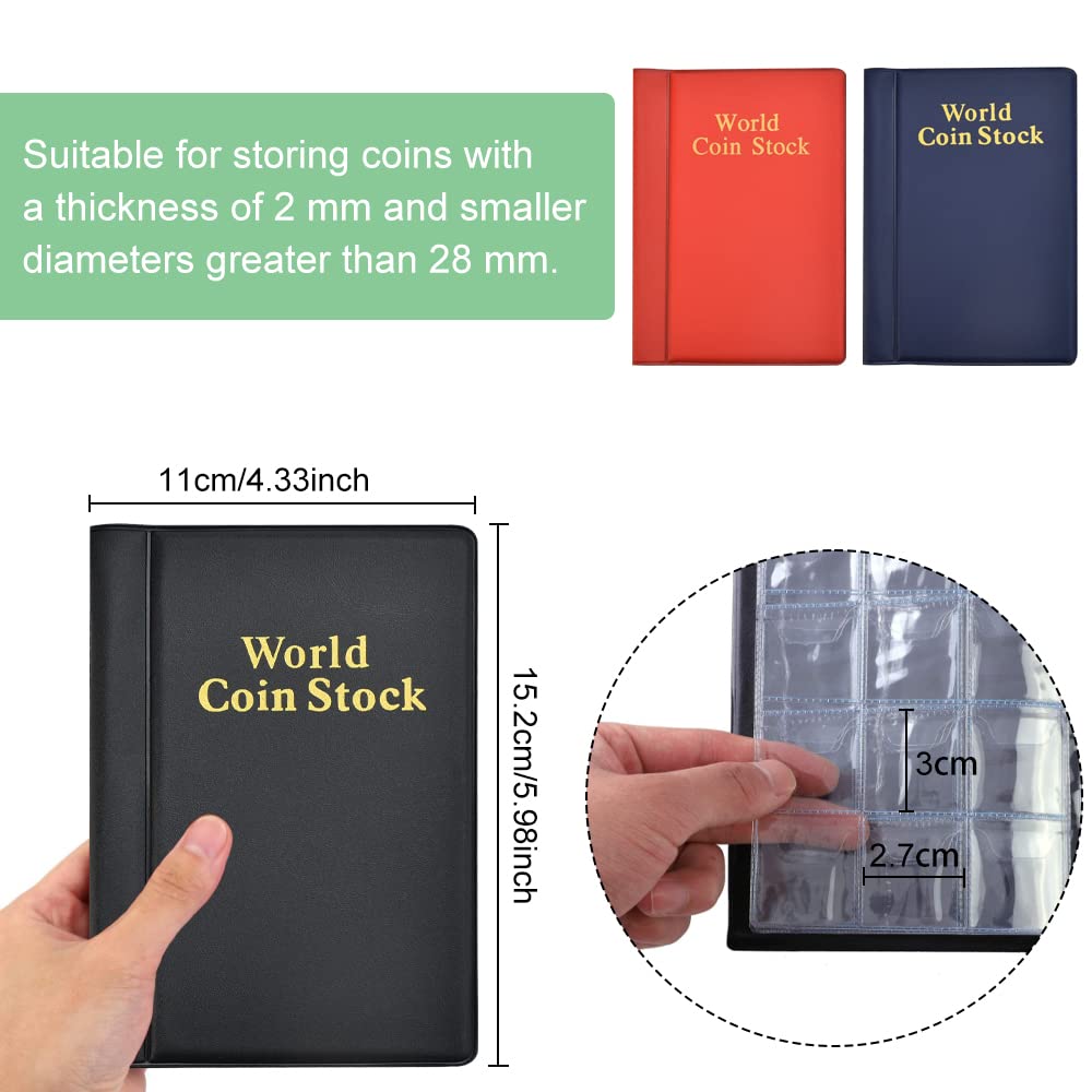 Image secondaire de Favengo Album de Collection Numismatique - 3 PCS, 360 Grilles 2.7*3cm, Rangement pour Pièces de Monnaie, Classeur Route 2 Euro
