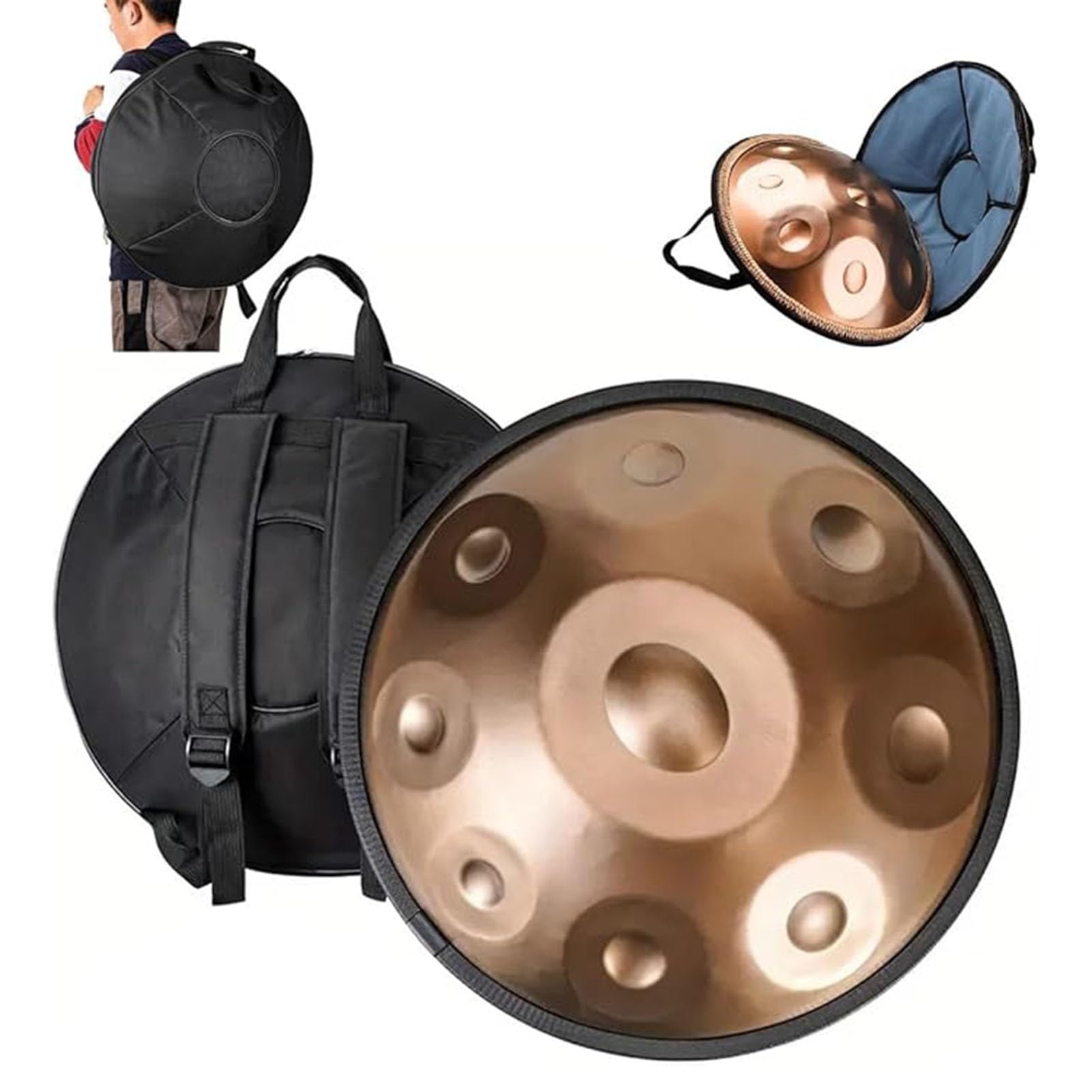 Set Di Batteria Handpan, 432Hz/440Hz, 9/10/12 Note, Strumenti A Percussione In Acciaio Handpan In Re Minore, Tamburo A Mano In Acciaio Per Adulti Con Supporto, Borsa(D,440HZ/9Note)