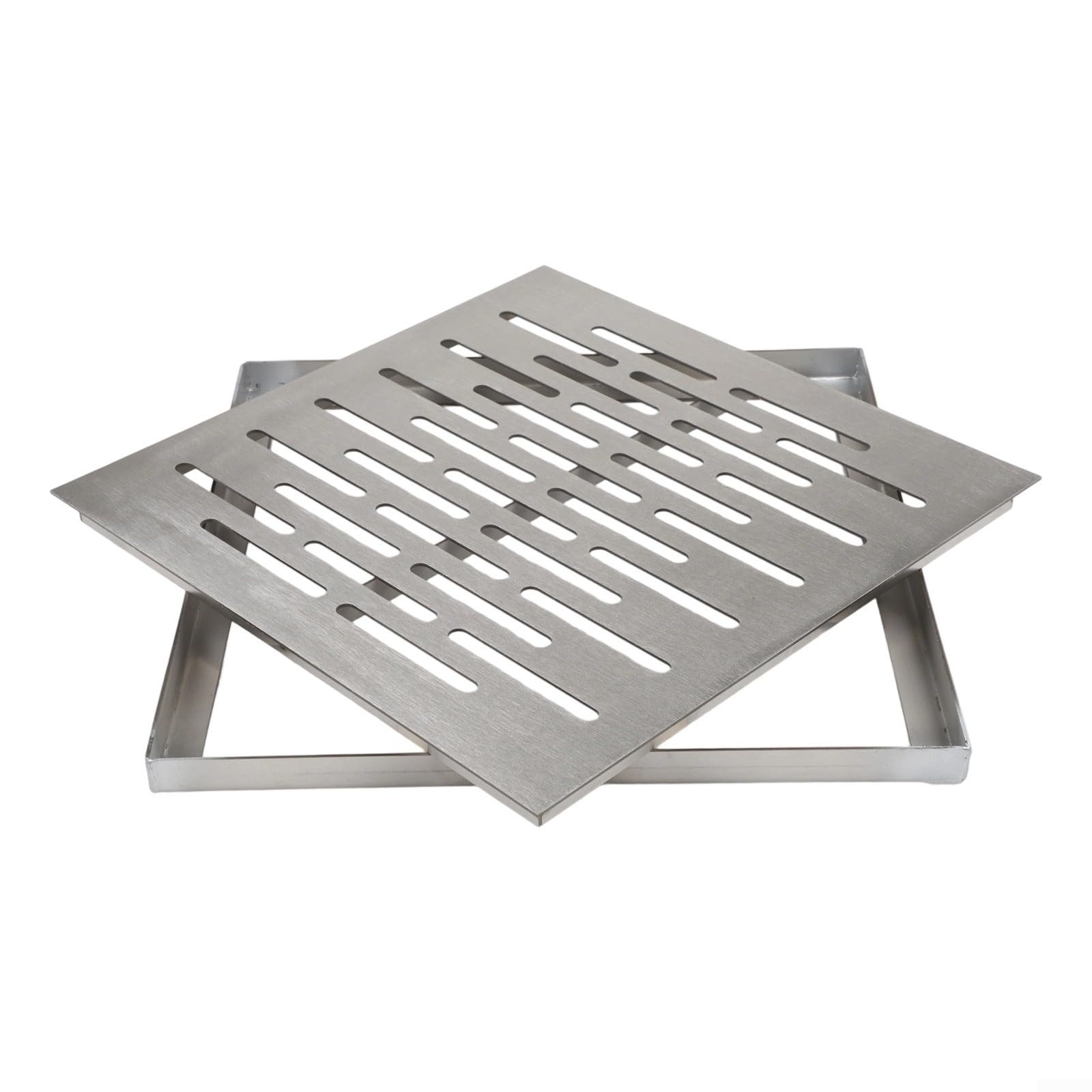 Copertura rettangolare per scarico fognario esterno con telaio in acciaio inox, copertura di drenaggio per acqua rapida per interni ed esterni (300 x 300 x 20 mm)