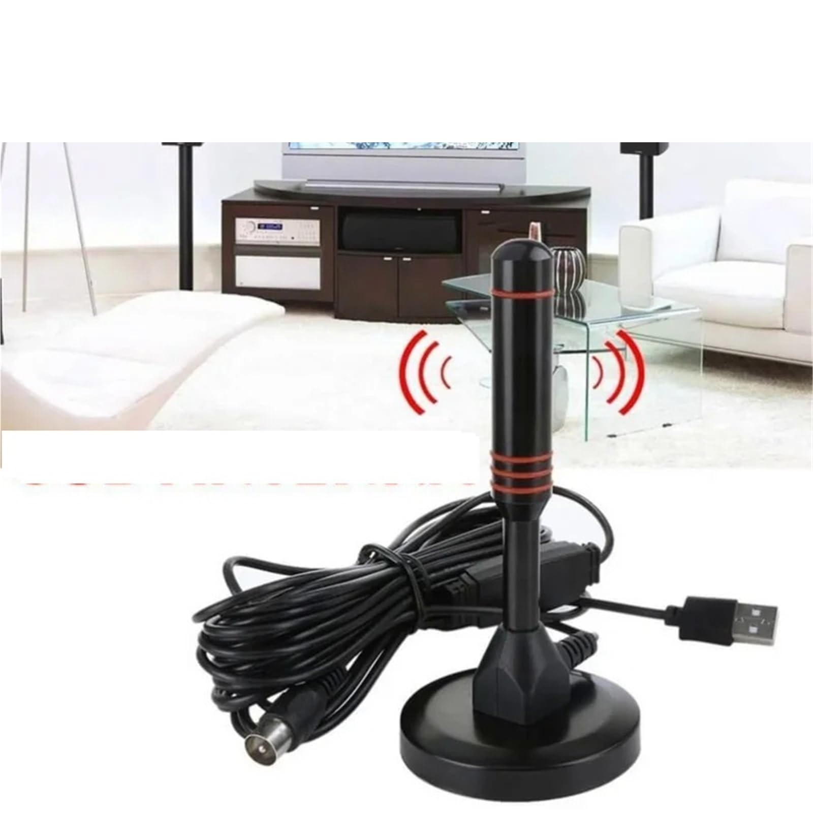 Genérico Compatible con Antena de TV Digital amplificada, Base magnética. | Funciona en interiores y exteriores, recibe señales VHF UHF for receptores DVB-T2(C)