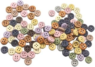 JOTOP 100PCS 10 Colors Sewing Wooden Buttons, Tiny Size 4 Holes Round Button for Craft Sewing DIY Handmade Scrapbook Decor...
