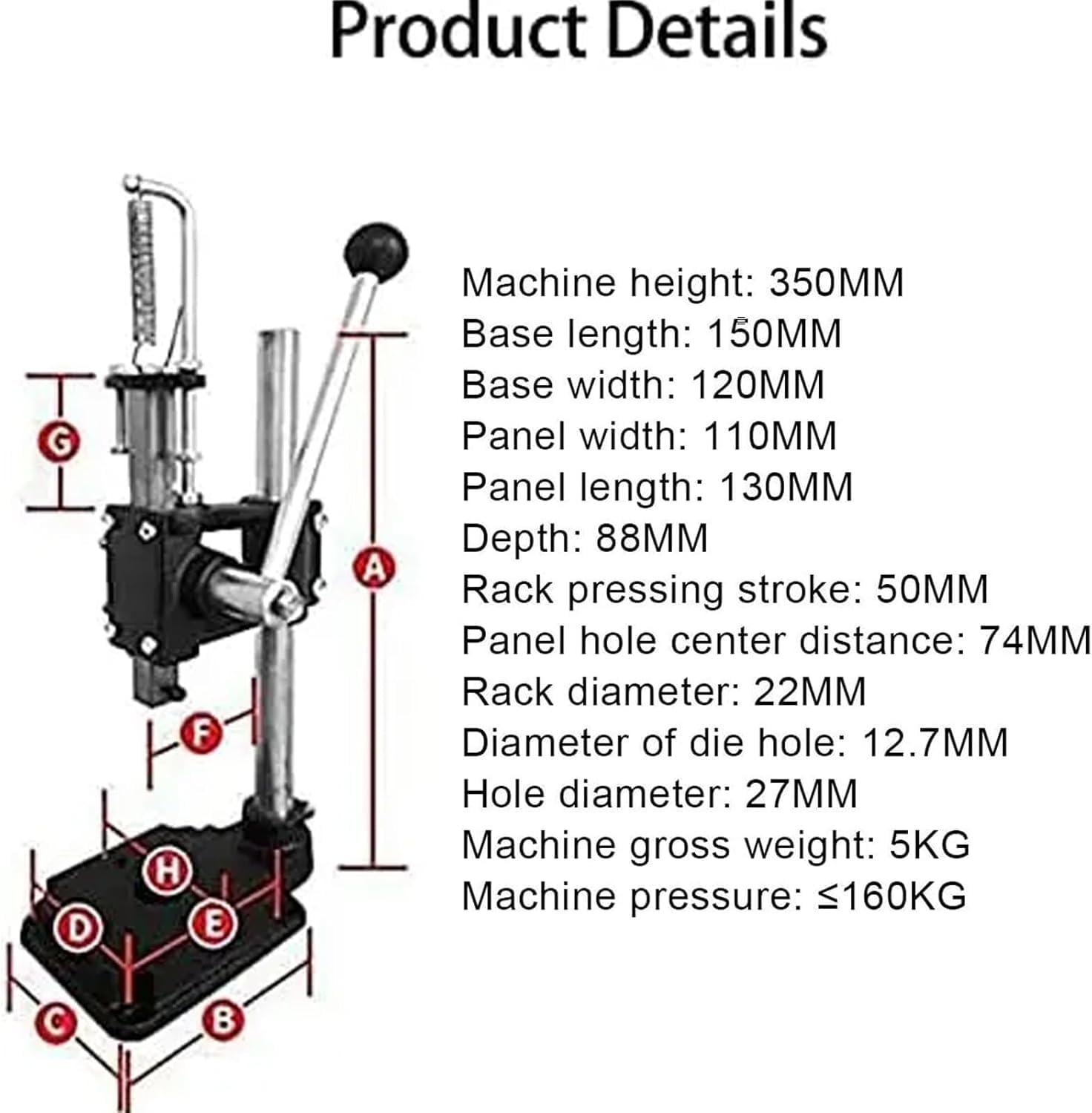 Macchina Per Aprire Le Conchiglie Di Ostriche,Set Di Strumenti Per Sgusciare Le Ostriche Manuale,Sgusciatrice Per Vongole,Profondità Pressatura Regolabile,Base In Ghisa,Pressione Della Macchina ≤160kg
