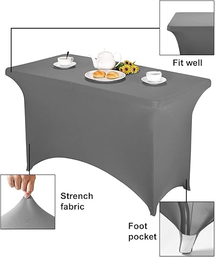 Miniatura 252 de FORLIFE Paquete de 6 manteles de elastano, de ajuste universal para mesas rectangulares de 6 pies, para patios, bodas, banquetes, fiestas