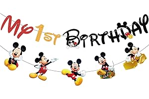 Black Mouse Birthday Banner - Mouse My 1st Birthday Decorations