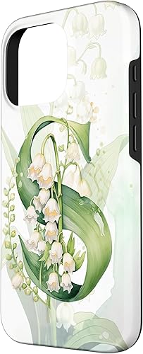 Vista 53 de Funda para iPhone 12/12 Pro Lovely Lily of The Valley Letra S May Birthday Case