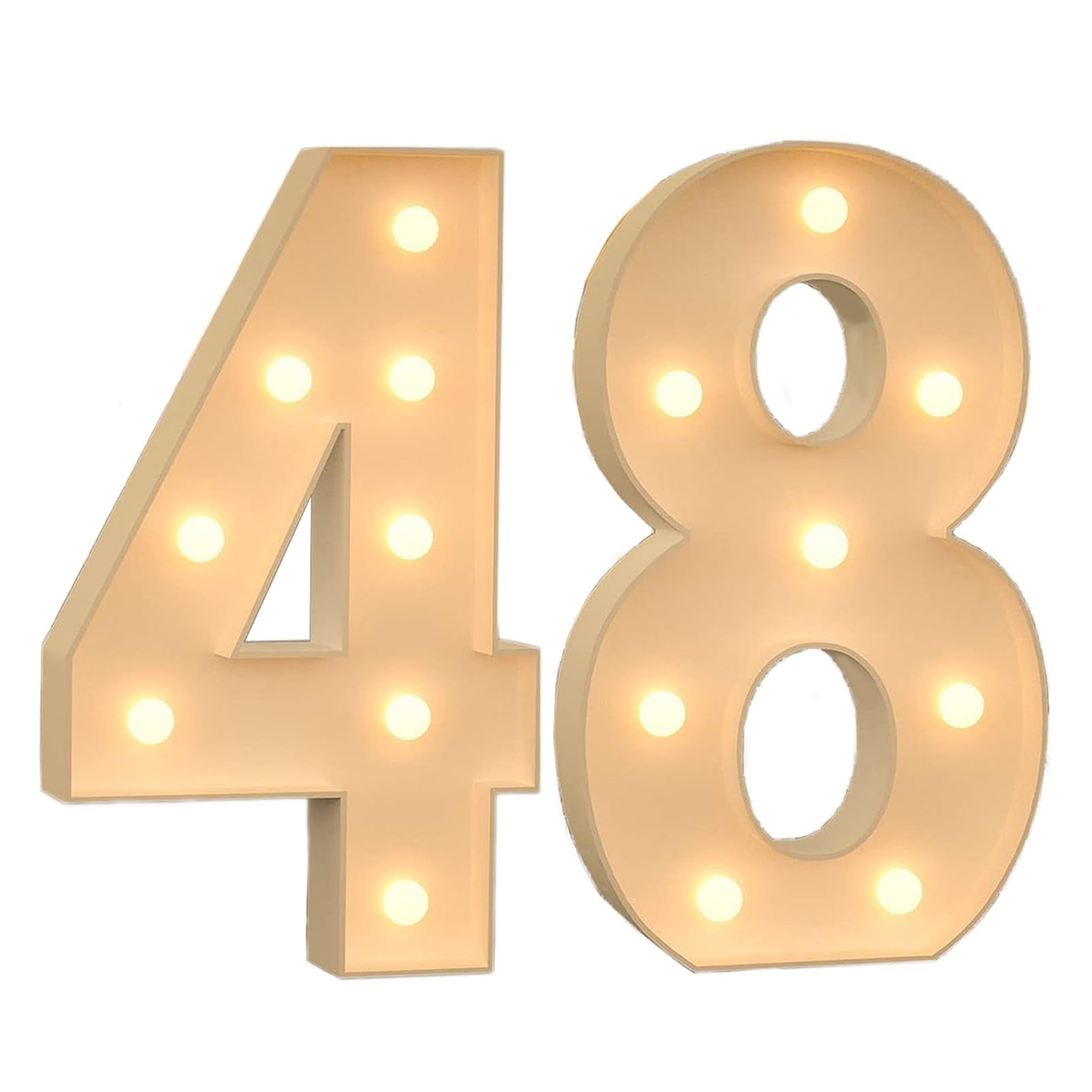 Marquee Light Up Numbers, 3ft/4ft Giant Mosaic LED Numbers Light Sign, Pre-Cut Mosaic Numbers Kit for Wedding Anniversary Bar Home Birthday Party Decoration ( Color : Number 48 , Size : 100CM/3.3FT )