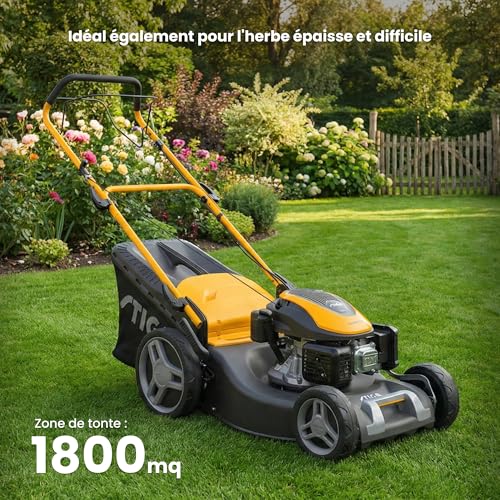 STIGA Combi 53 S Tondeuse Thermique, 166 cm³, 51 cm – Système 3 en 1, Bac 60 L, Réglage Centralisé – pour Pelouses jusqu'à 1 800 m² – vue 3