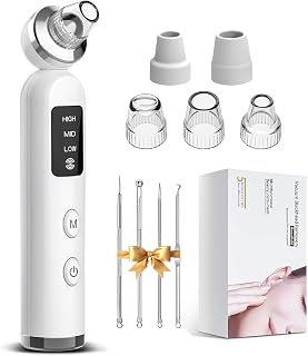 VitalEveRev Blackhead Remover Pore Vacuum – Electric Pore Cleaner for Face and Nose, 3 Suction Levels, 5 Probes, Rechargeable Black Head Remover for Nose with Filter Pads