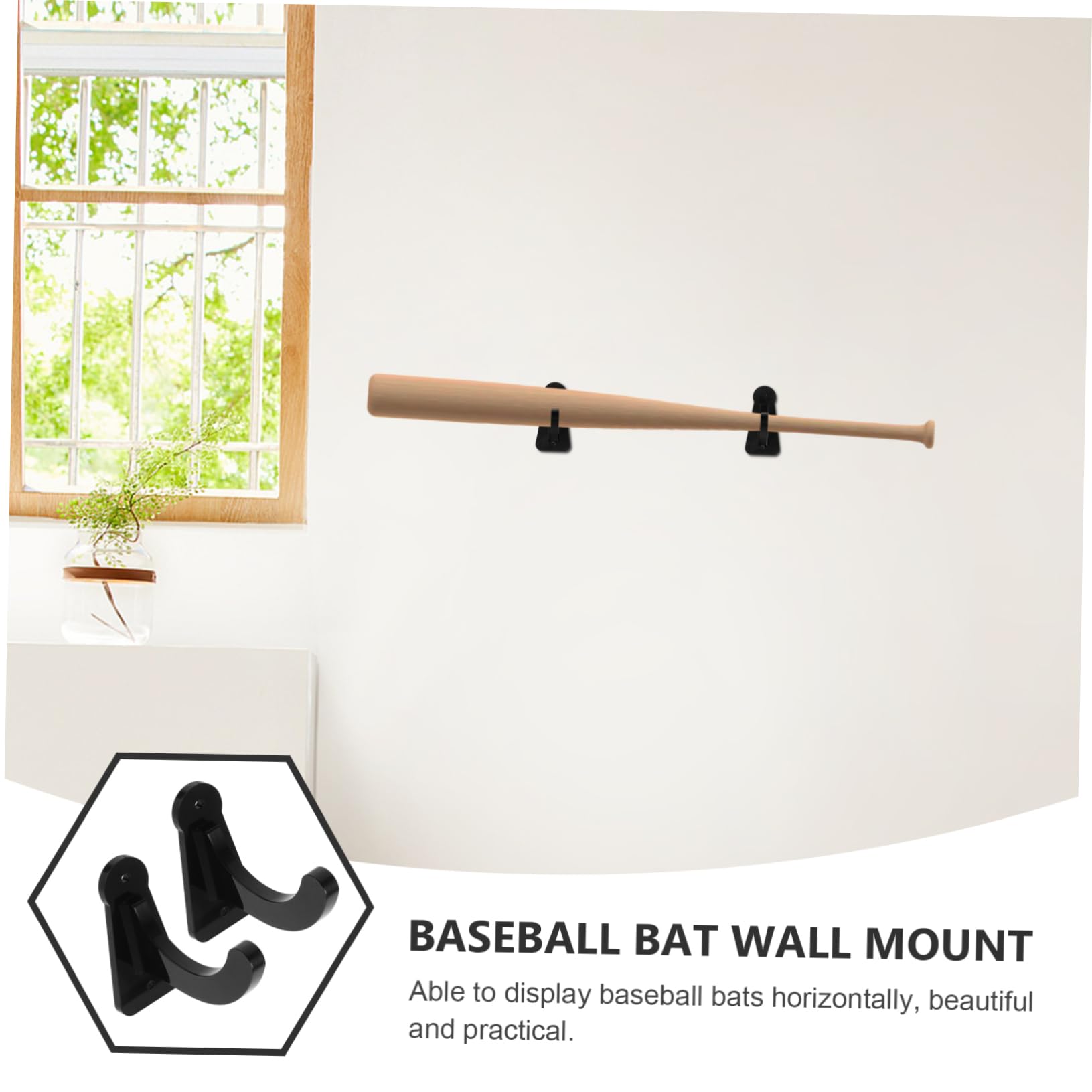 Soporte para Bates de Béisbol Acrílico Montaje en Pared Estante Horizontal Almacenamiento Exhibición para Aficionados y Coleccionistas en Hogar y Oficina