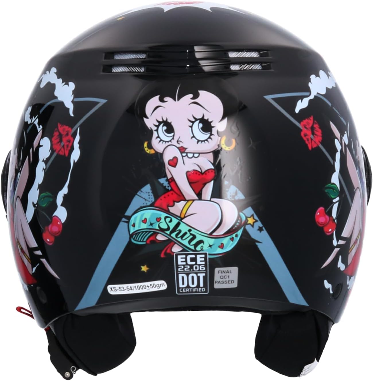 Casco Moto Jet ECE Omologato La Betty Nero Taglia XS (53/54) Casco Uomo Donna
