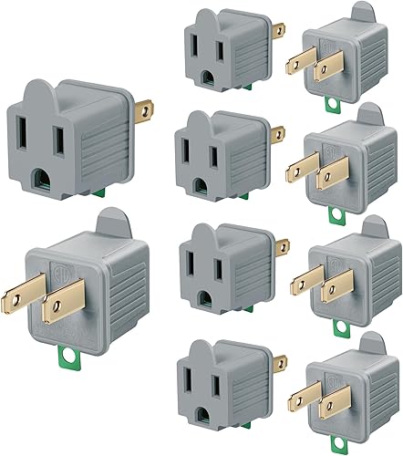 Miniatura 9 de TENINYU Adaptador de conexión a tierra de 3 clavijas a 2 clavijas convertidor de salida - Adaptador de enchufe de 3 pines a 2 pines Extensión para