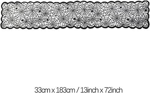 Miniatura 8 de OLOONG Halloween Halloween Lace Table Runner Black Spider Web Tablecloth Fireplace Cover Mantel Halloween Decoration for Home Cloth Cover Supply