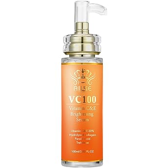 AILKE VC100 Brightening Serum Whitening Moisturises Hydrates Clean Skin Reduce Wrinkles Dark Spots with Vitamin C Vitamin E for Face and Body 100 ml Pack of 1