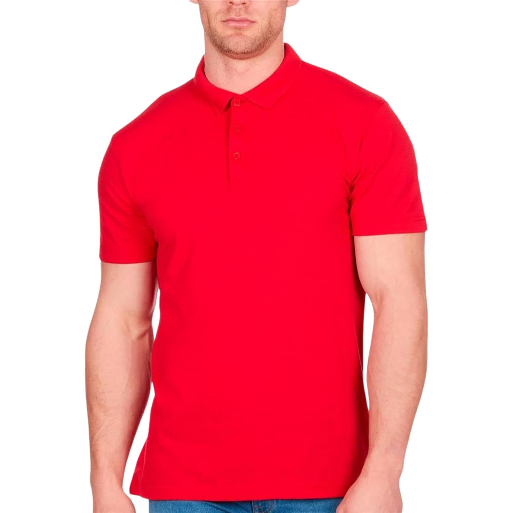 Style It Up Men's Red ’S Classic Plain Pique Polo Shirt Short Sleeve Casual Work Golf Tee (, 2XL)